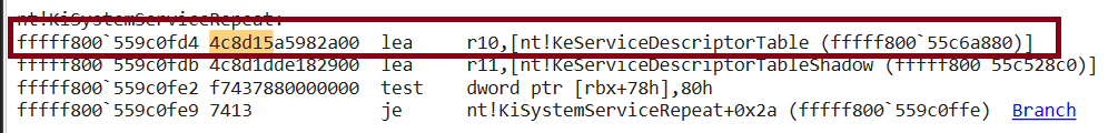 Locating the KeServiceDescriptorTable Address