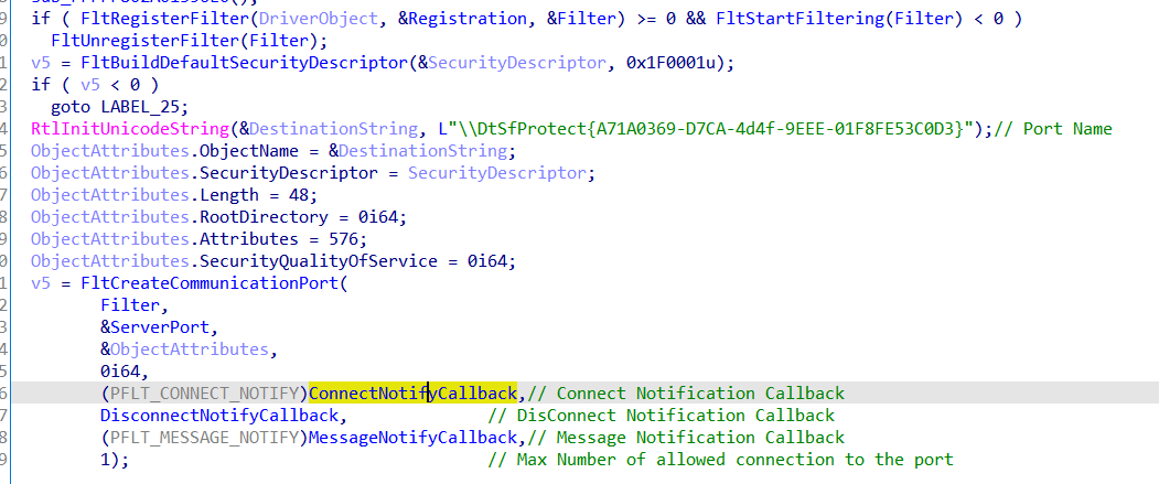 Register Mini-Filter Driver and create Port Communication