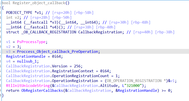 Register Process object Callback